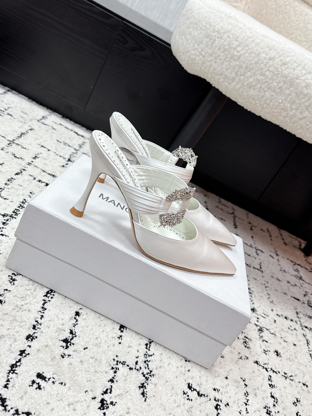 Manolo Blahnik Satin Crystal Pumps