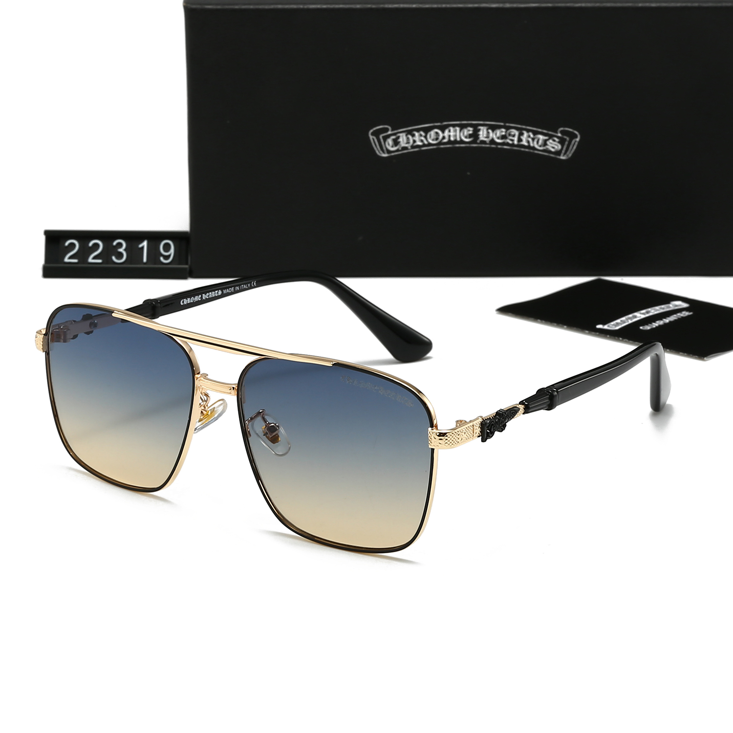 Chrome Hearts Double-Bridge Metal Aviator Sunglasses - KAIROO
