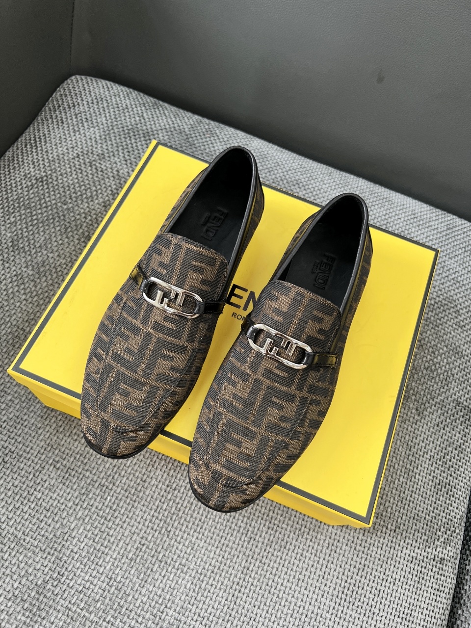 Fendi Men's FF canvas and Leather Loafer