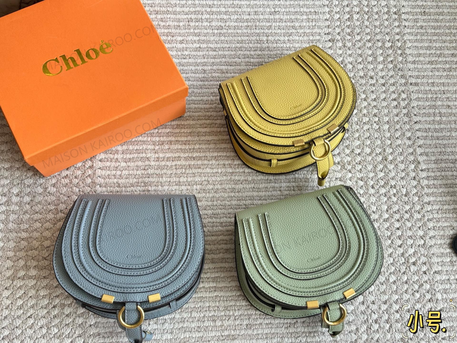 Chloe Marcie Horseshoe Stitching Grained Leather Arc Saddle Crossbody Shoulder Bag - KAIROO