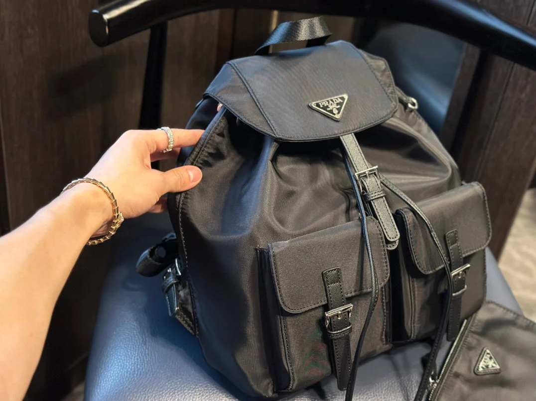Prada DUMA 32 BACKPACK IN BLACK RE-NYLON