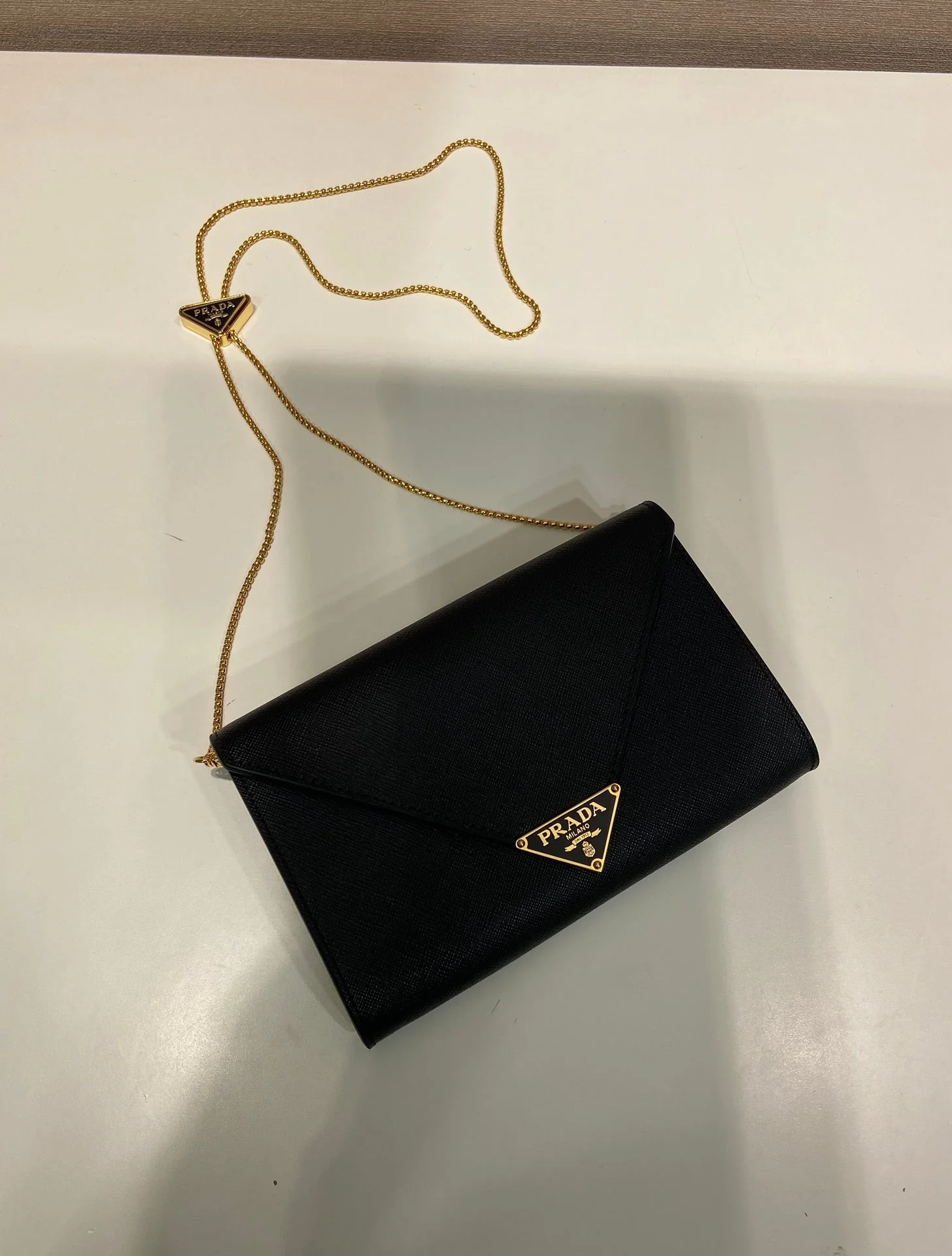Prada PRA Cross pattern envelope bag black leather 341148