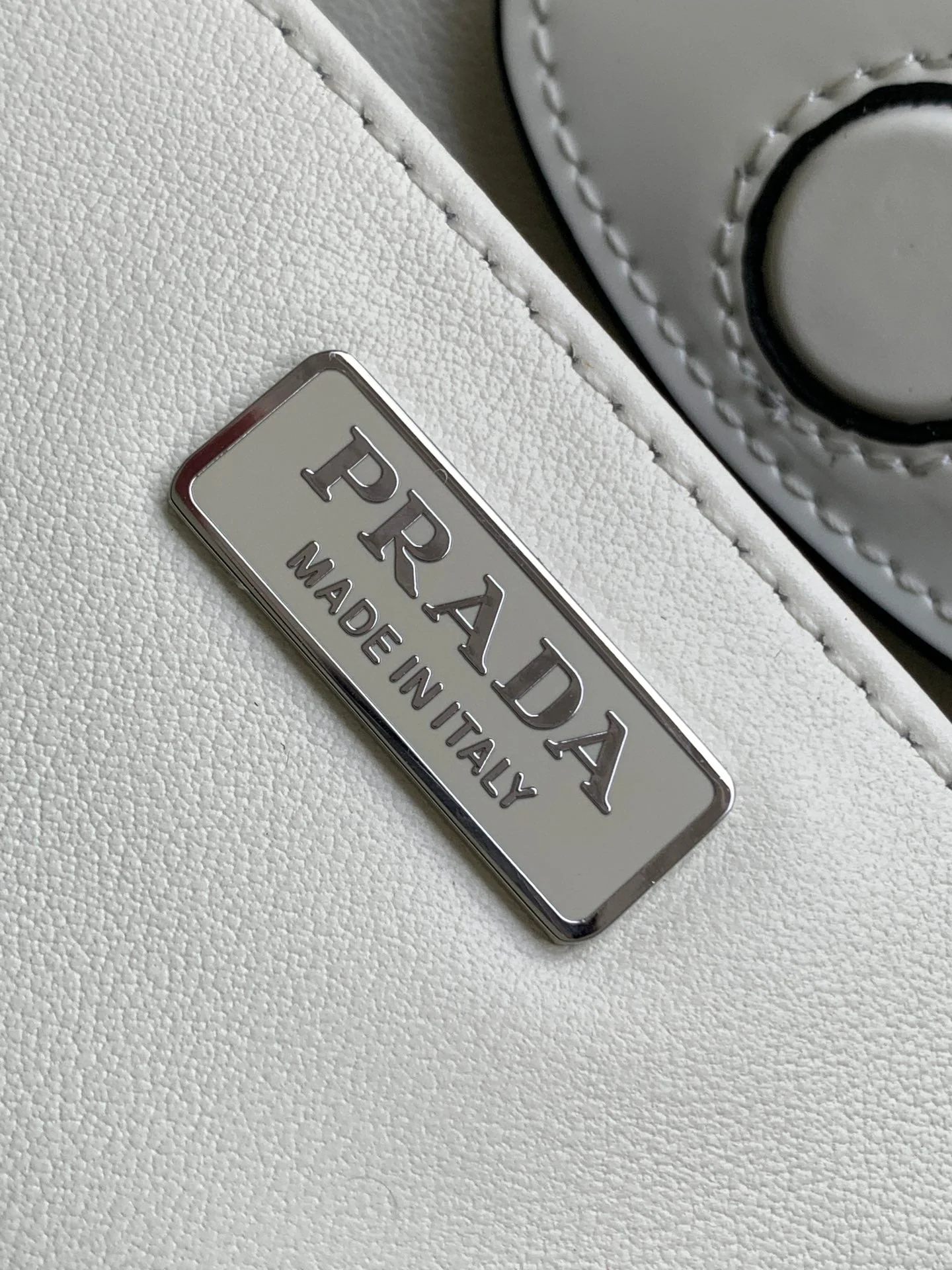 Prada CLEO 30 WHITE BLACK BRUSHED LEATHER SHOULDER BAG