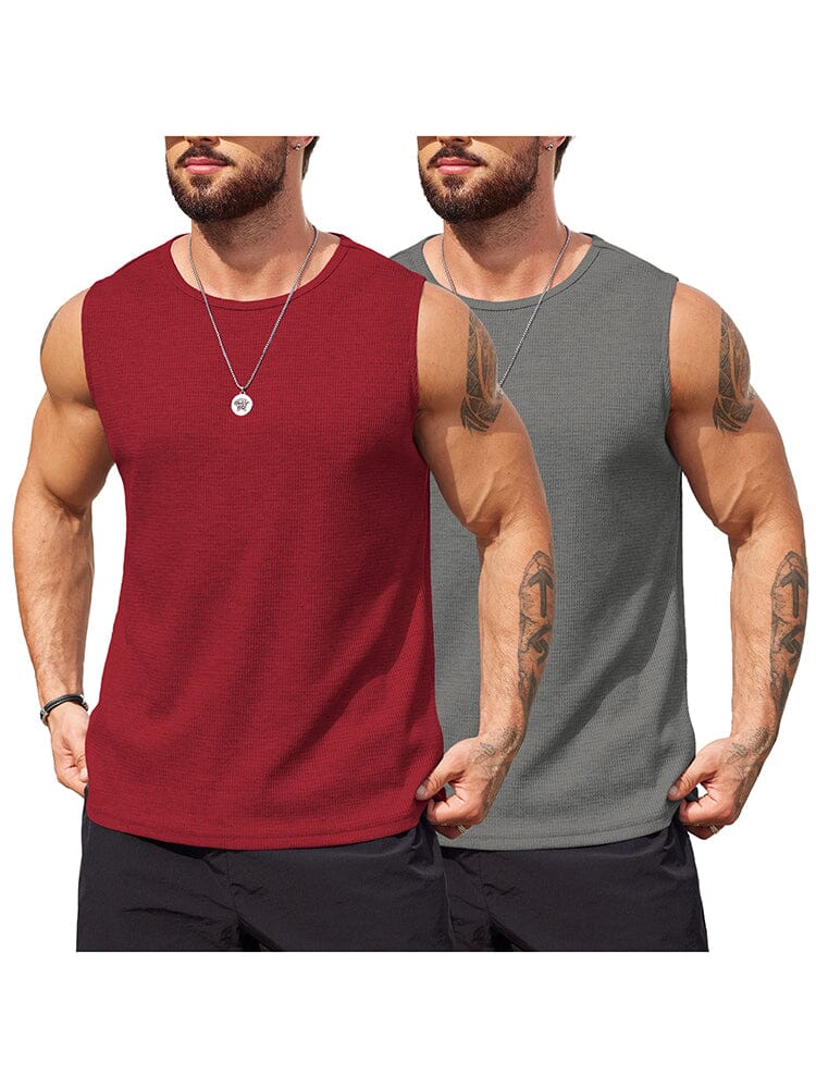 (Pre-order)Casual 2 Pack Waffle Tank Tops (US Only)