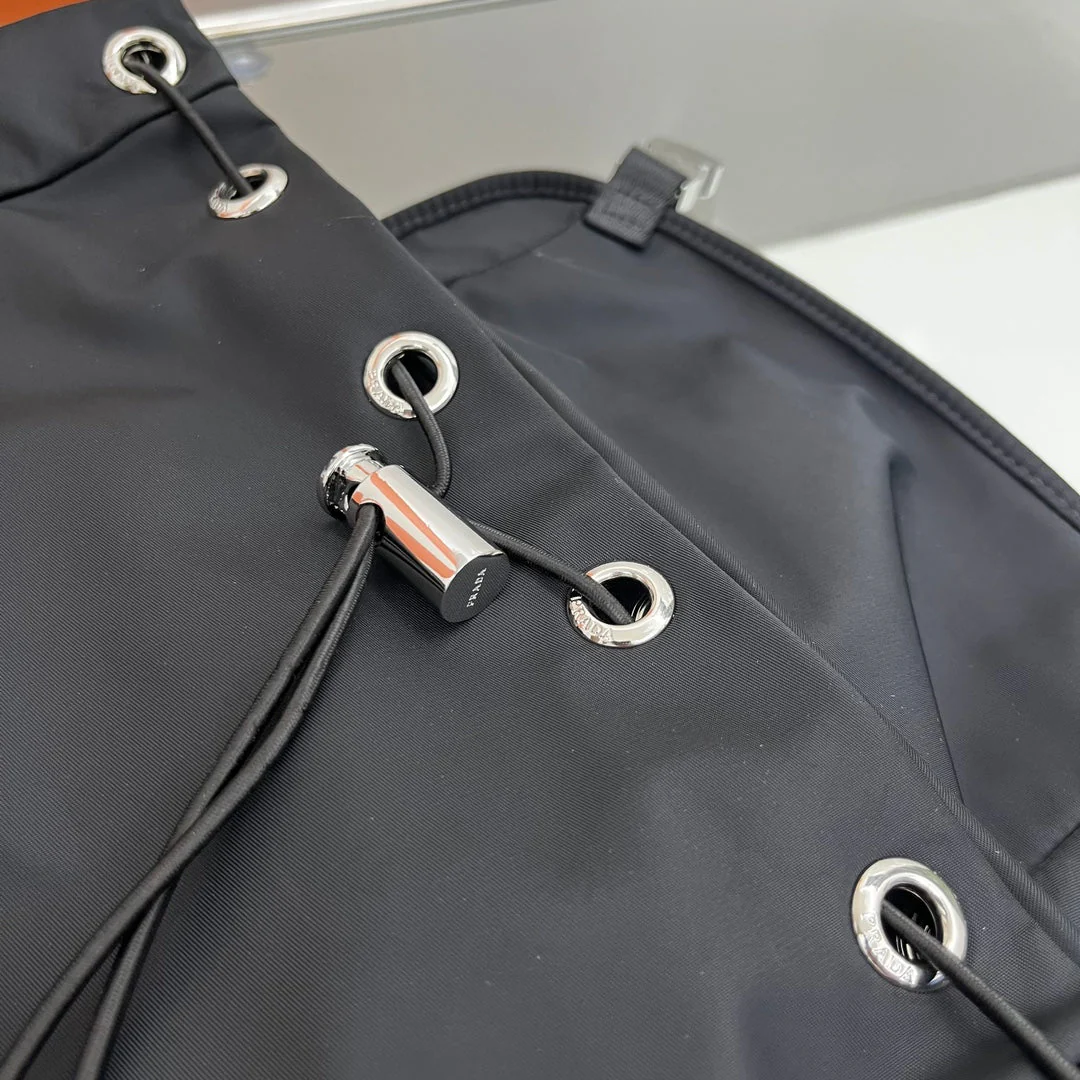 Prada BACKPACK 45 IN BLACK RE-NYLON AND SAFFIANO LEATHER TRIM