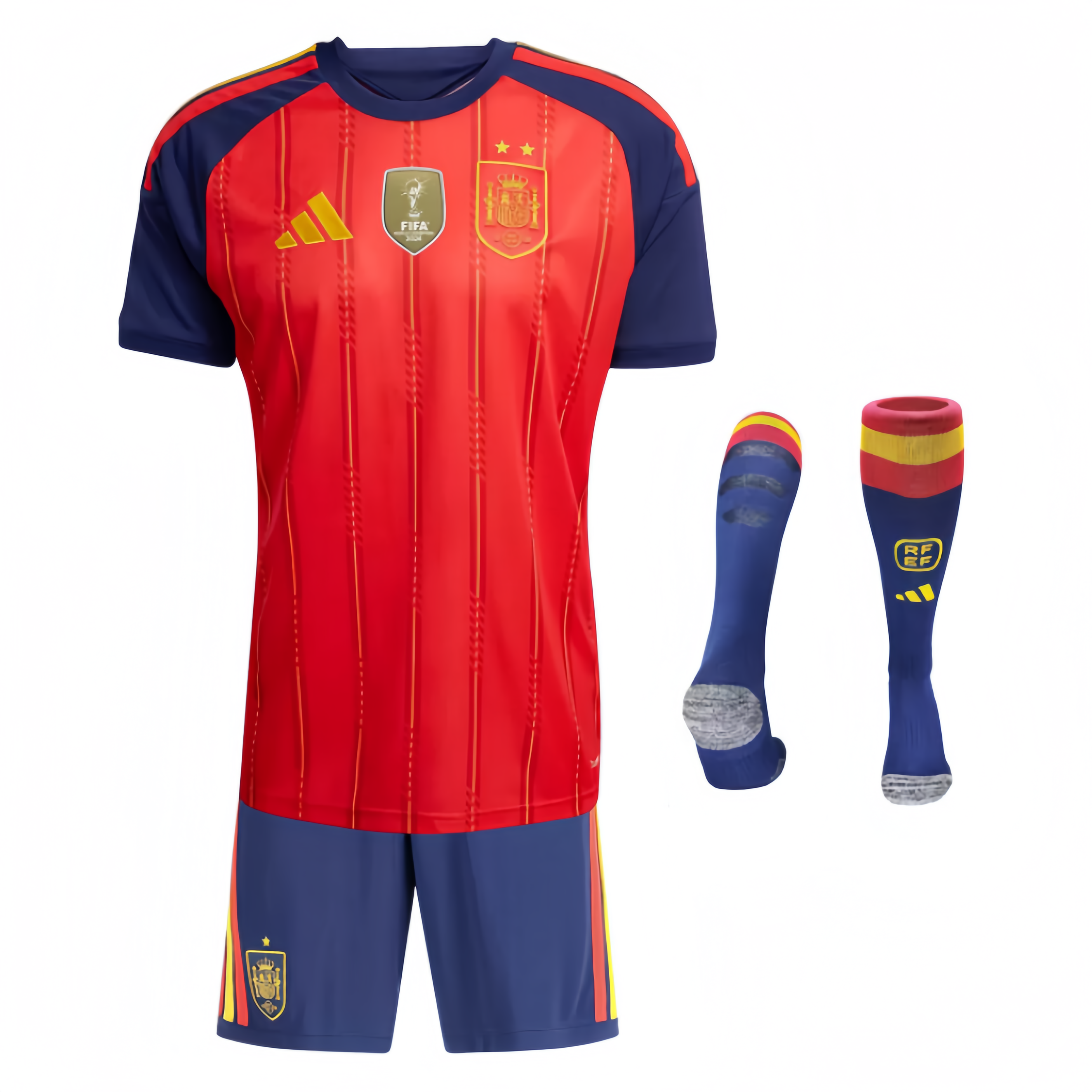 Kids Spain Home Champion Jersey Suit & Socks World Cup 2026 - 2 Stars