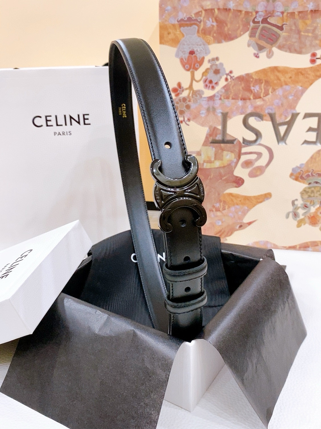 Celine Triomphe Leather Belt 2.5cm