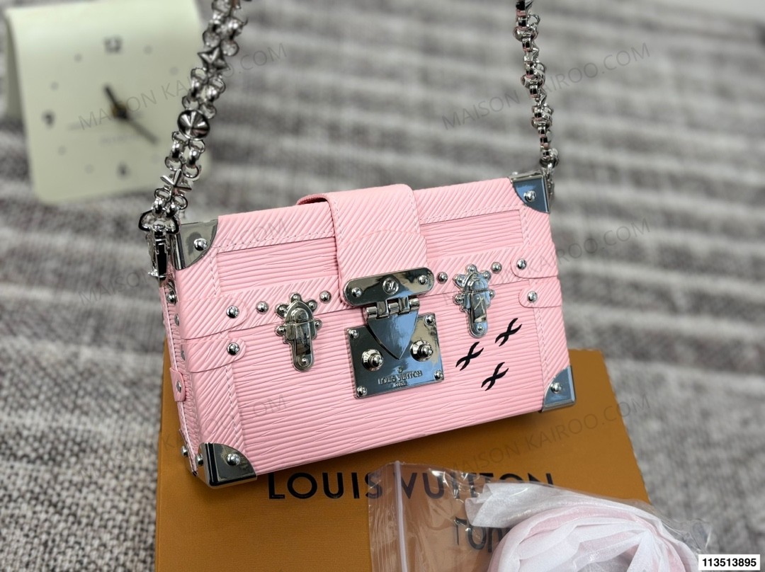 Louis Vuitton LV Petite Malle Souple Epi Leather Silver Hardware S-Twist Lock Crossbody Bag - KAIROO