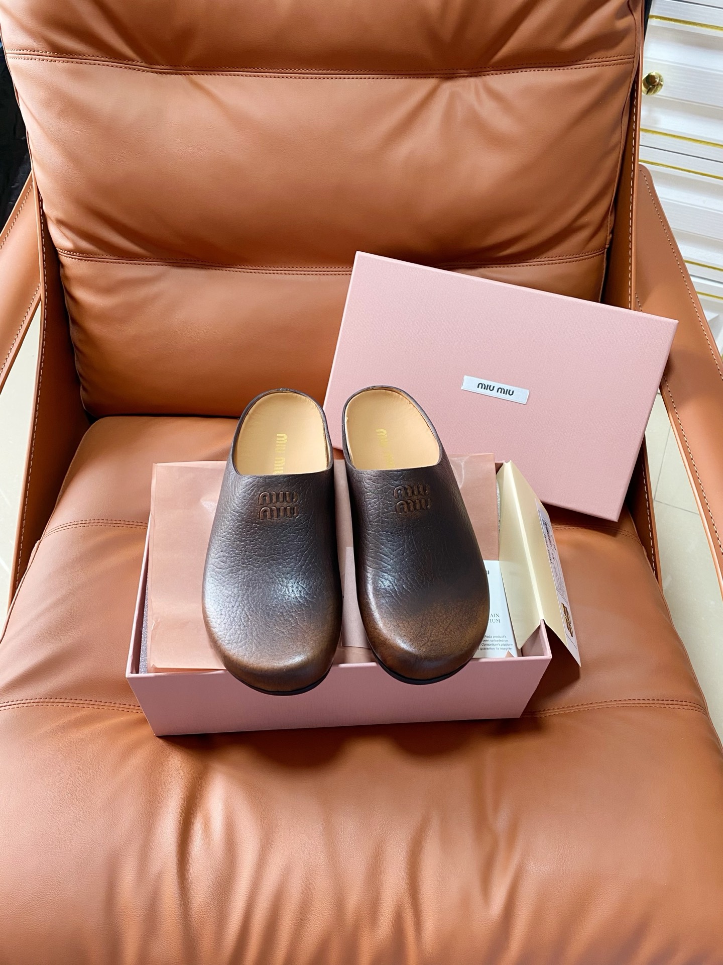 Miu Miu Bleached Leather Mule