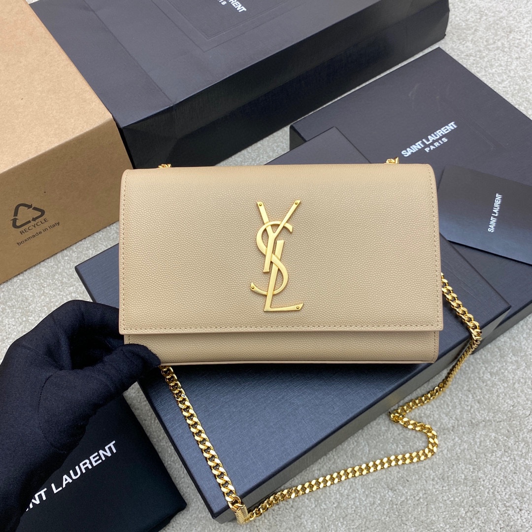 Saint Laurent Beige Grained Calfskin Small Kate