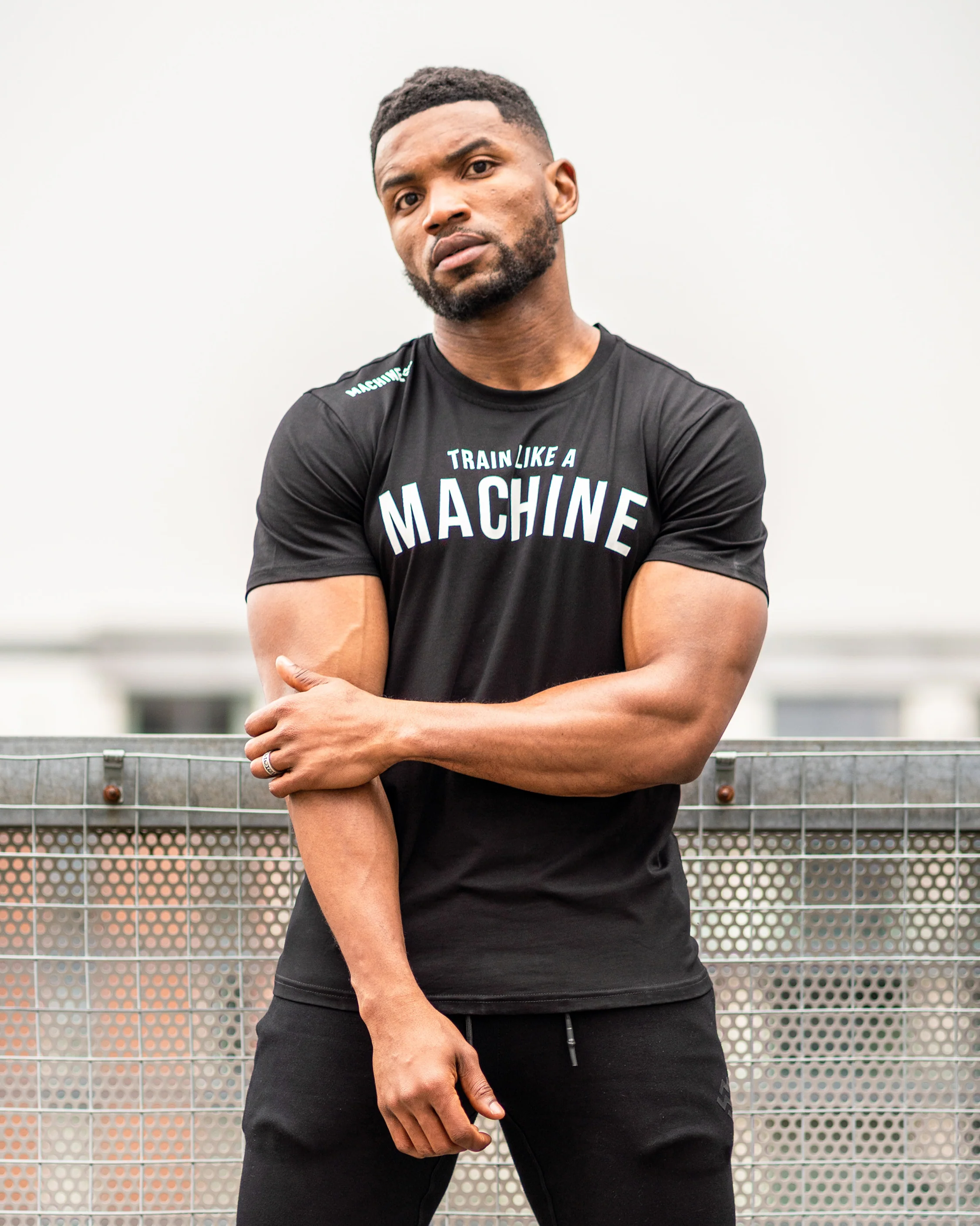 Train Like A Machine Tech T-Shirt (Black/White)