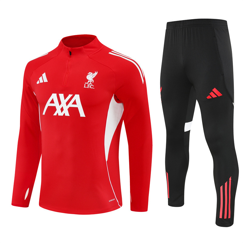 Adult/ Kids 2526 LVP half zipper Training suit Red