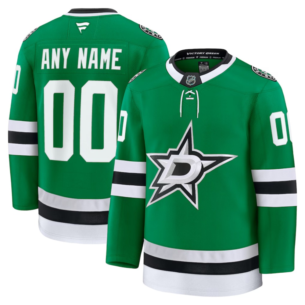 Custom Dallas Stars Fanatics Kelly Green Home Away and Black Alternate Premium Custom Jersey
