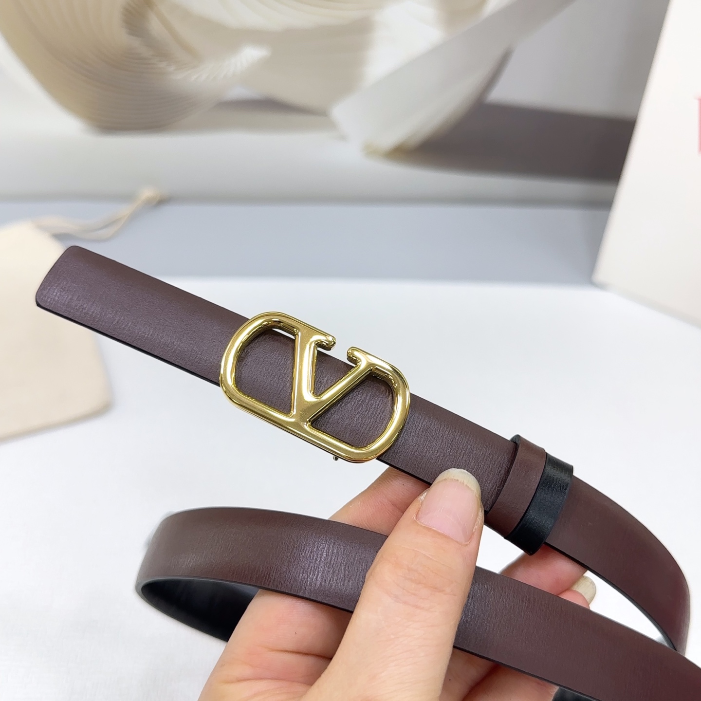 Valentino Reversible Leather Belt 2cm