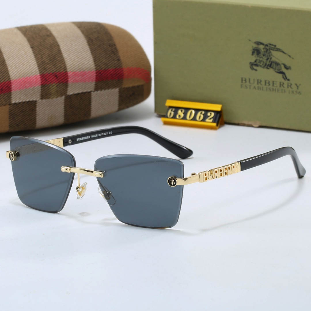 Burberry Logo Engraved Rimless Square Sunglasses - KAIROO