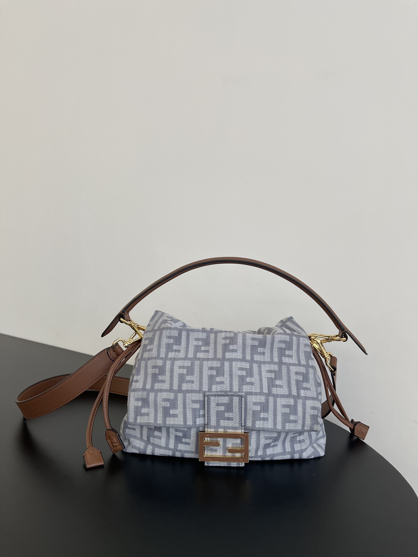 Fendi Medium Baguette Soft Bag in FF denim Canvas