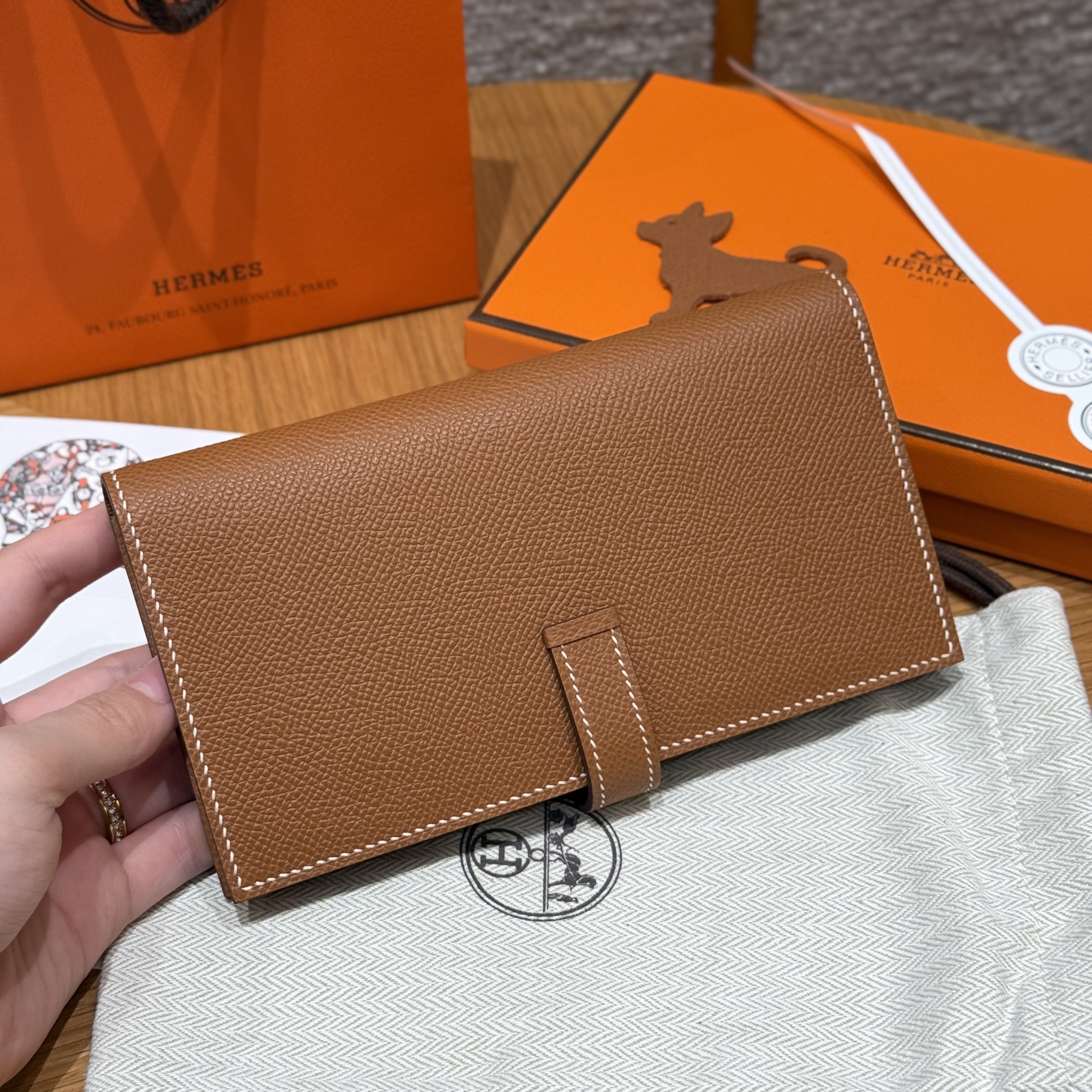 Hermes Gold Epsom Bearn Long wallet