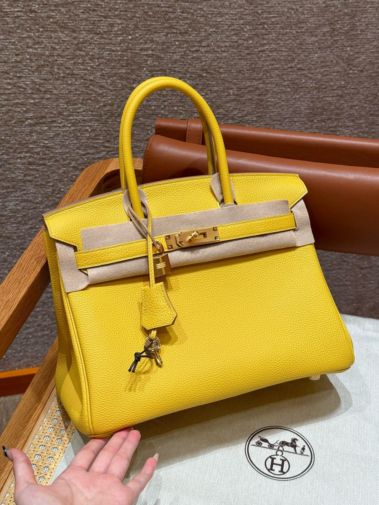 Hermes Lime Togo Birkin 30 Bag