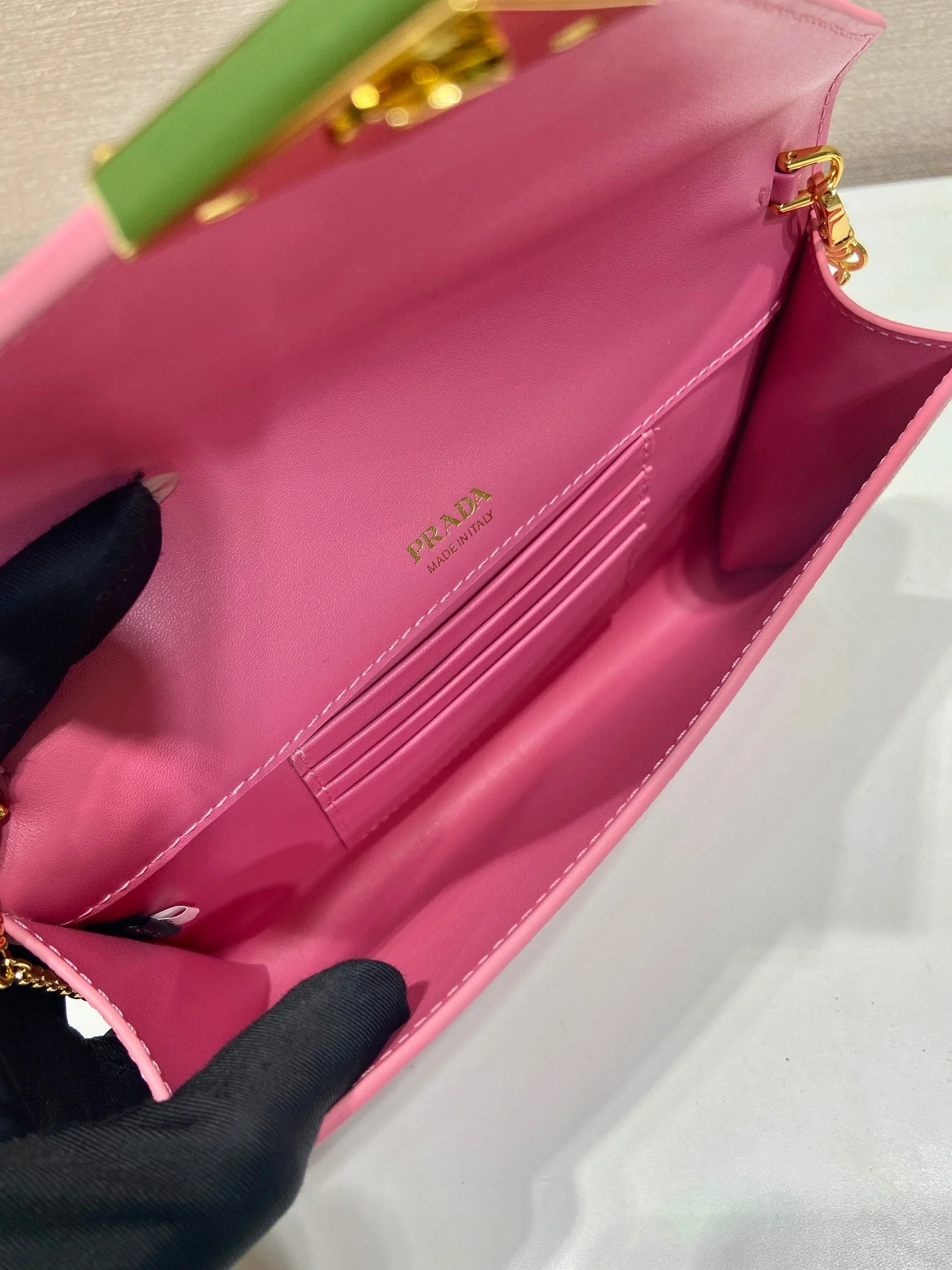 Prada Cross pattern envelope bag pink leather 341153