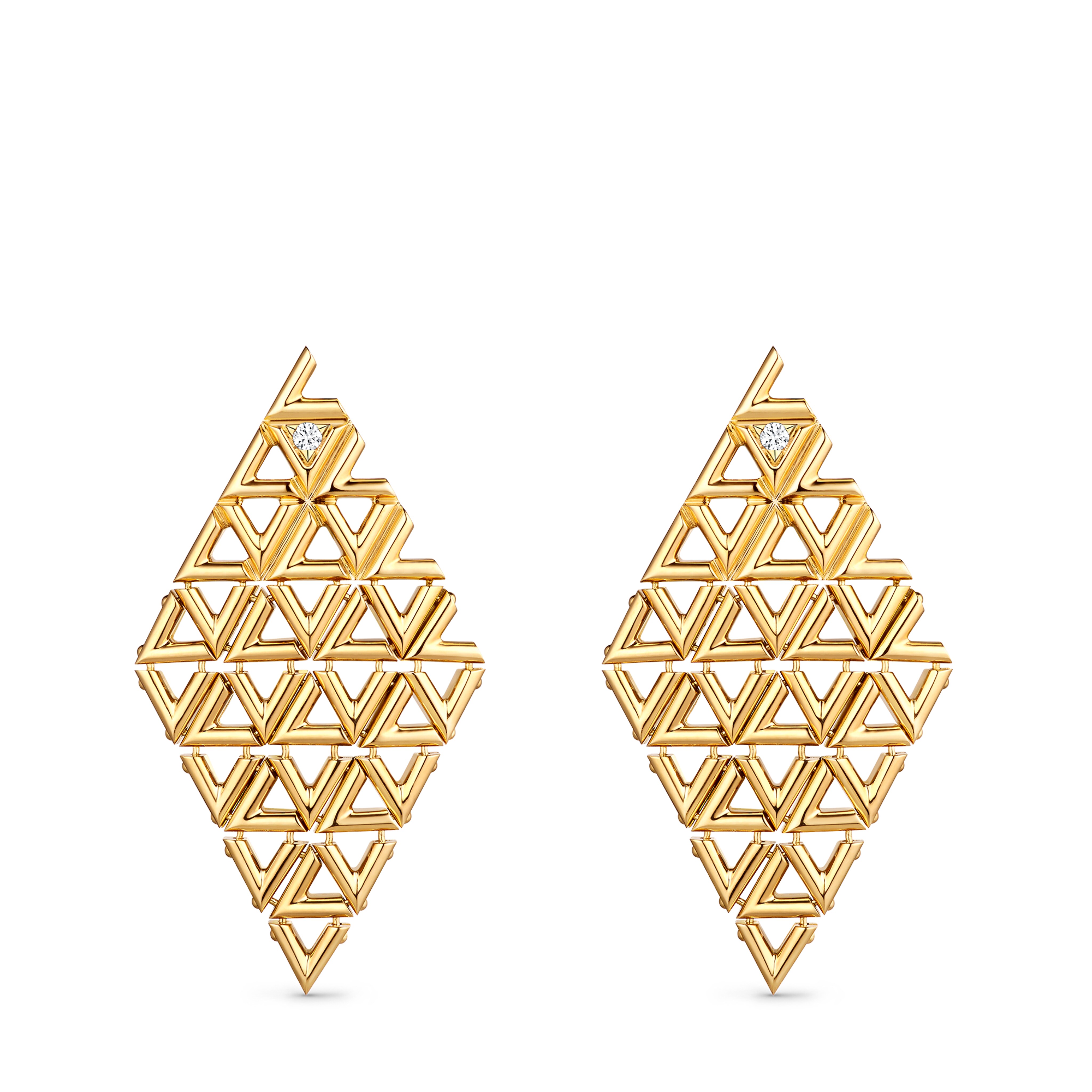 ピアス LV ヴォルト メッシュ（イエローゴールド×ダイヤモンド）