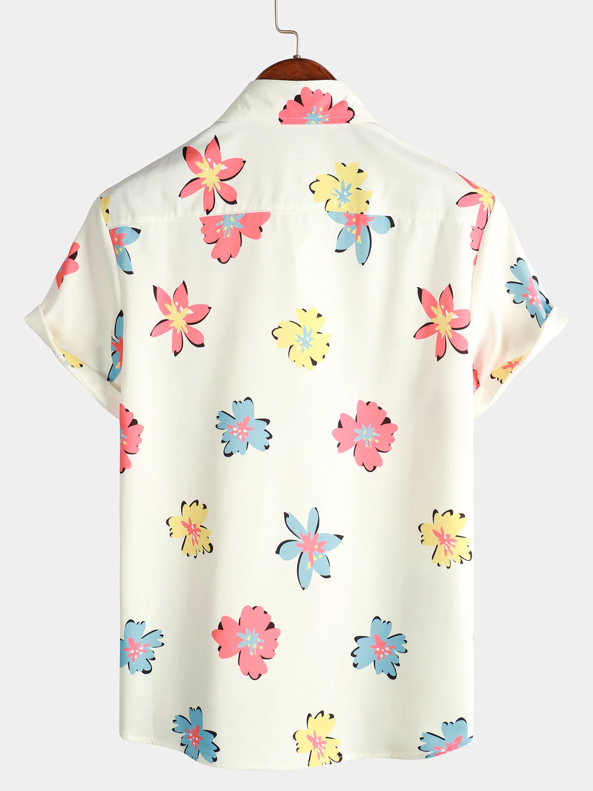 Men's White Floral Print Summer Shirt