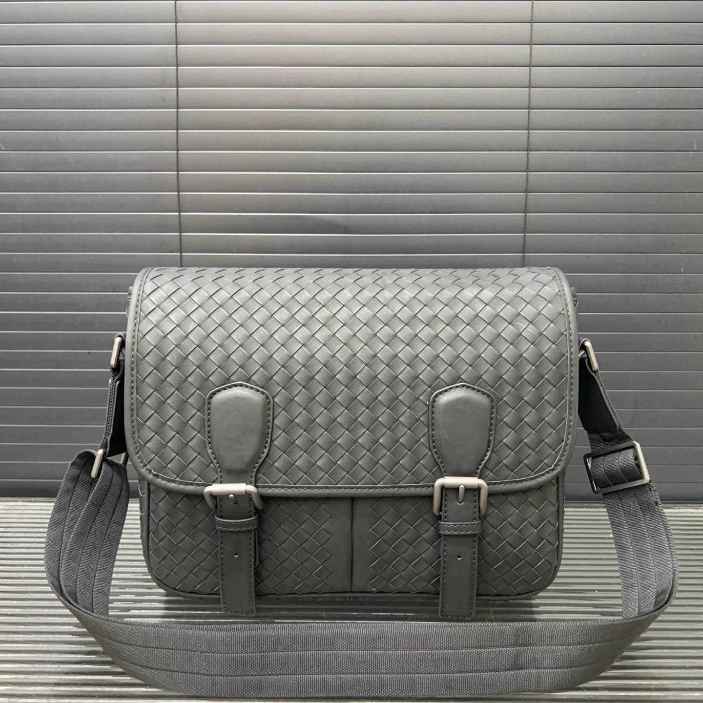 Bottega Veneta Intrecciato Leather Classic Flap Dual Buckle Messenger Shoulder Bag - KAIROO