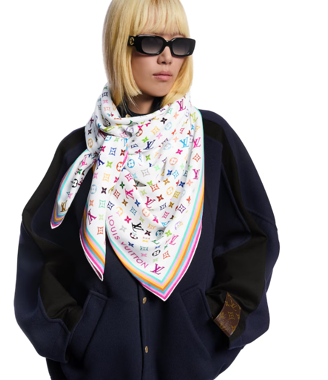 LV x TM Monogram Cherry Blossom Shawl 140