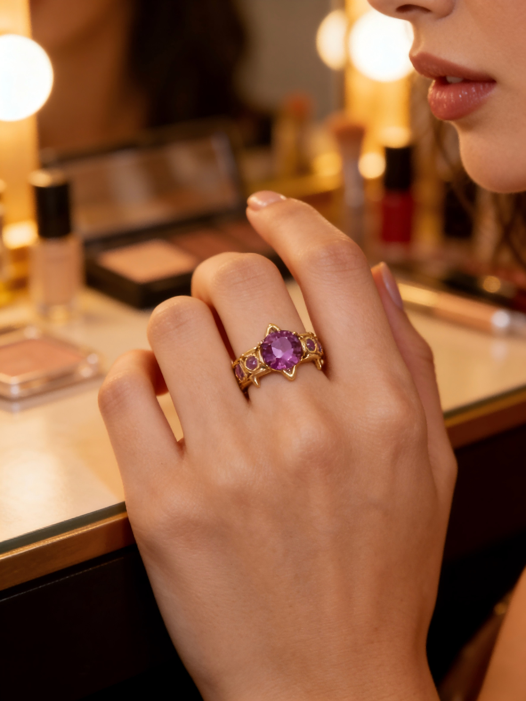 2026 New Gold-Tone Pink Crystal Crown Ring, Dainty Star Design, Cute Y2K Aesthetic Jewelry for Daily Wear