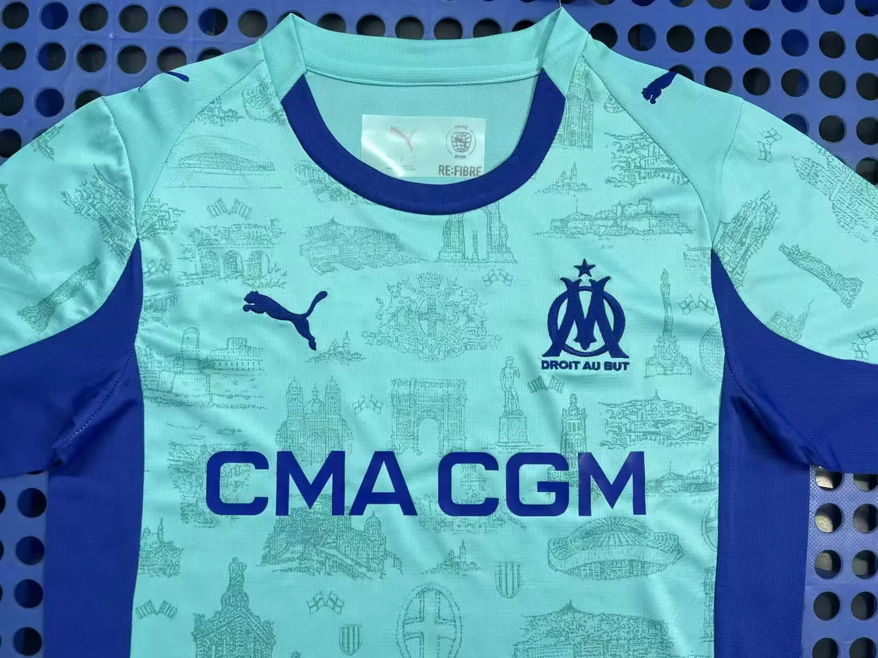 2025/26  Marseille Training Levver Blue Soccer Jersey 1:1 Thai Quality