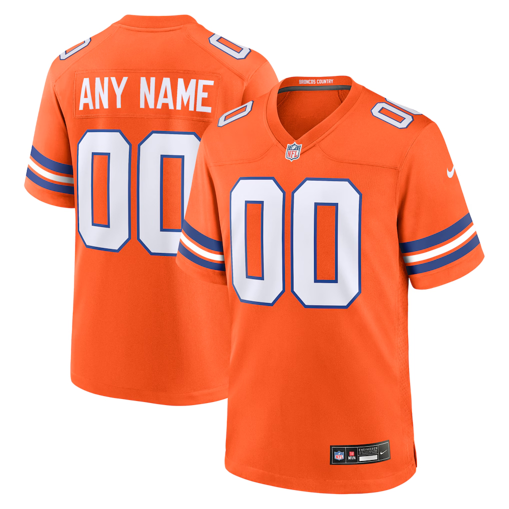 Customized Denver Broncos Nike Orange 2nd Alternate Custom Replica Jersey