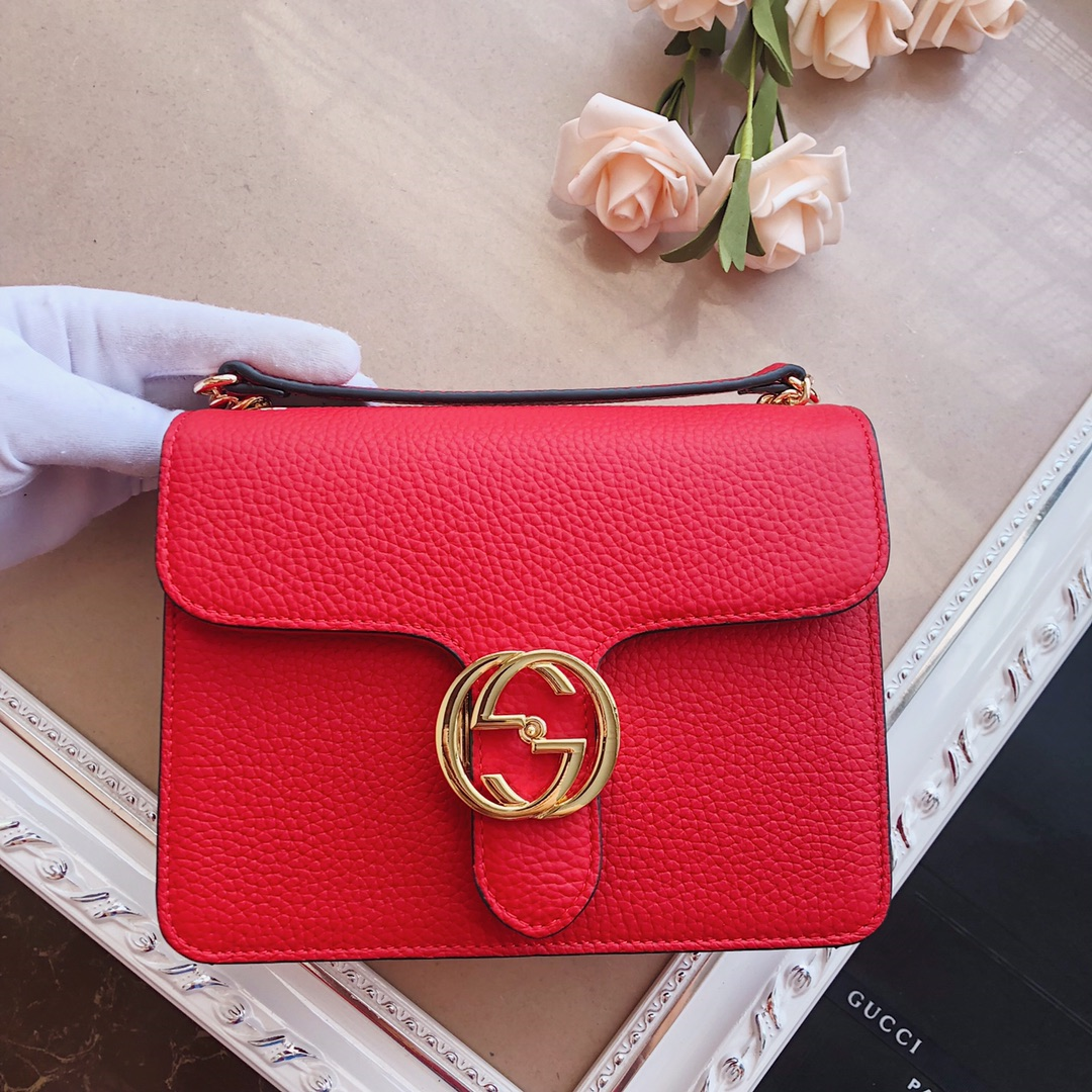 Gucci Litchi Pattern Crossbody Bag