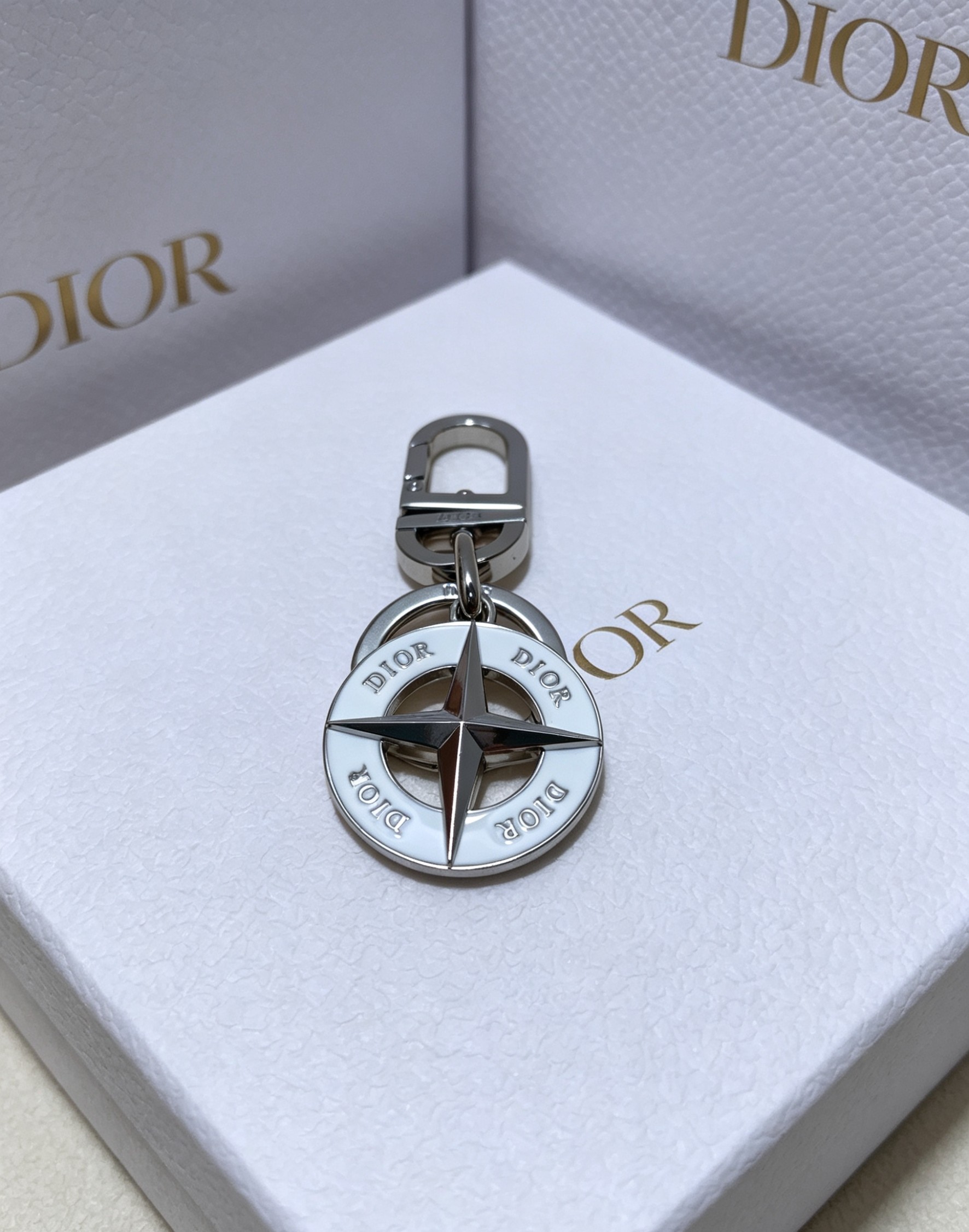 Dior Starburst Compass White Keychain