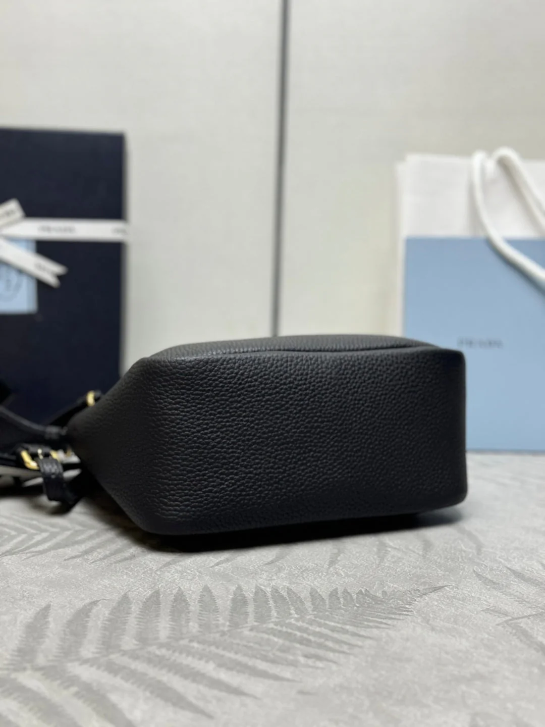 Prada Small Bag 23cm Black Grain Leather GHW