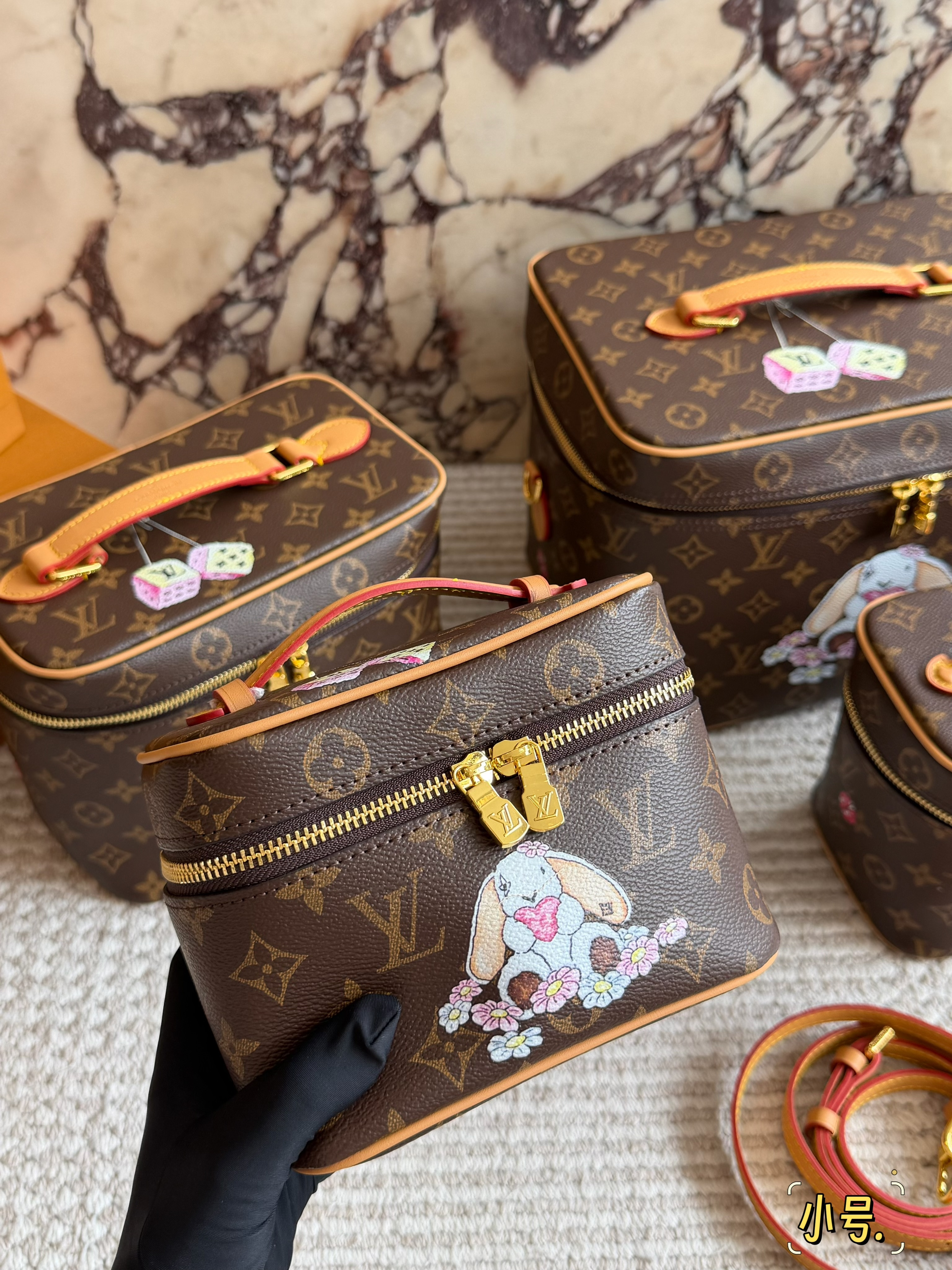 Louis Vuitton LV Monogram Canvas Bunny Floral Print Nice Vanity Case Shoulder Top Handle Bag - KAIROO