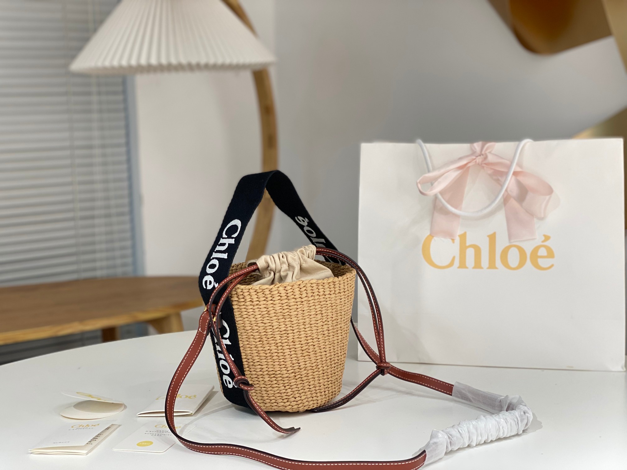 Chloe Small  Woody Basket in Natural Fiber