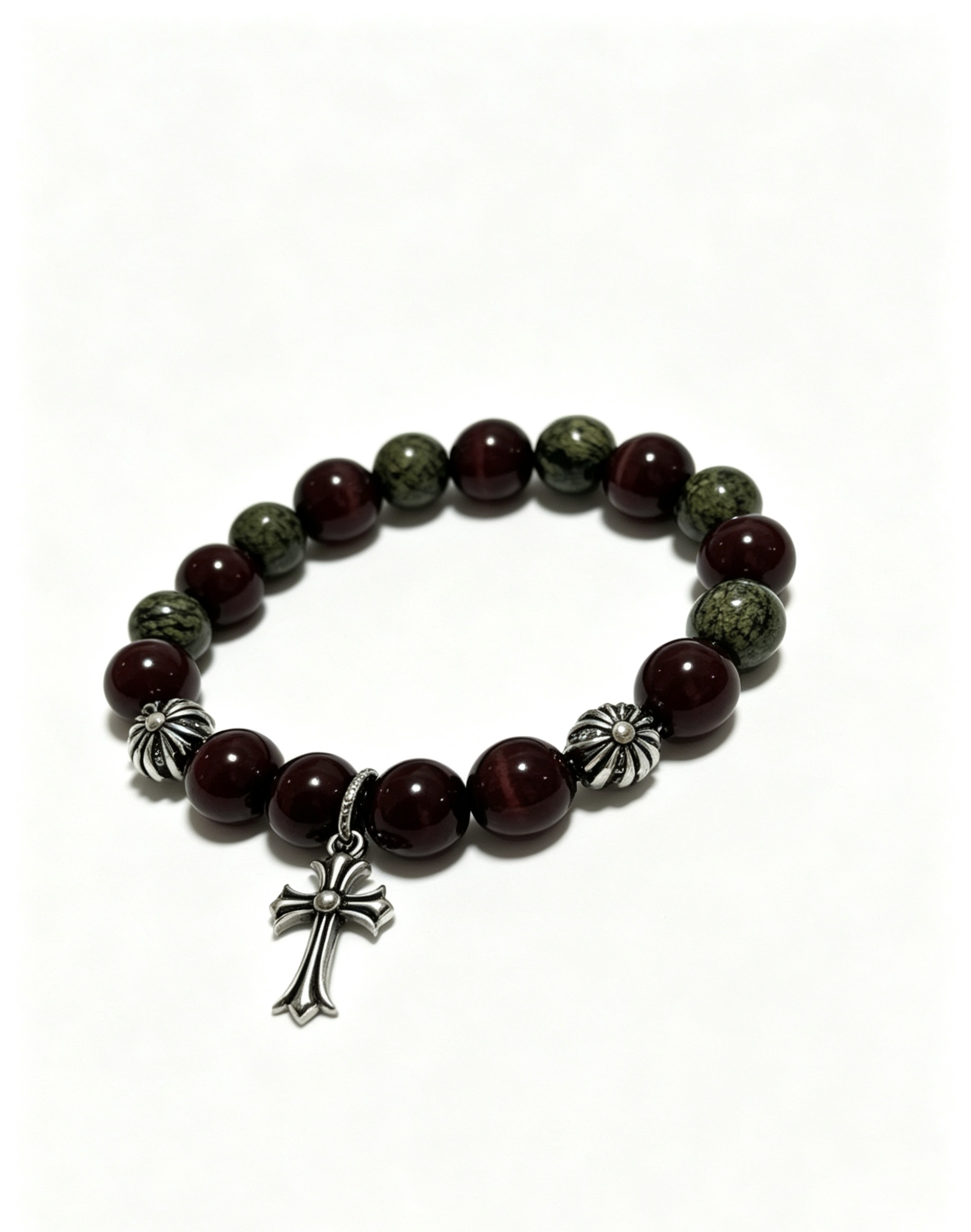 Chrome Hearts Vintage Multi-Element Agate Cross Bracelet