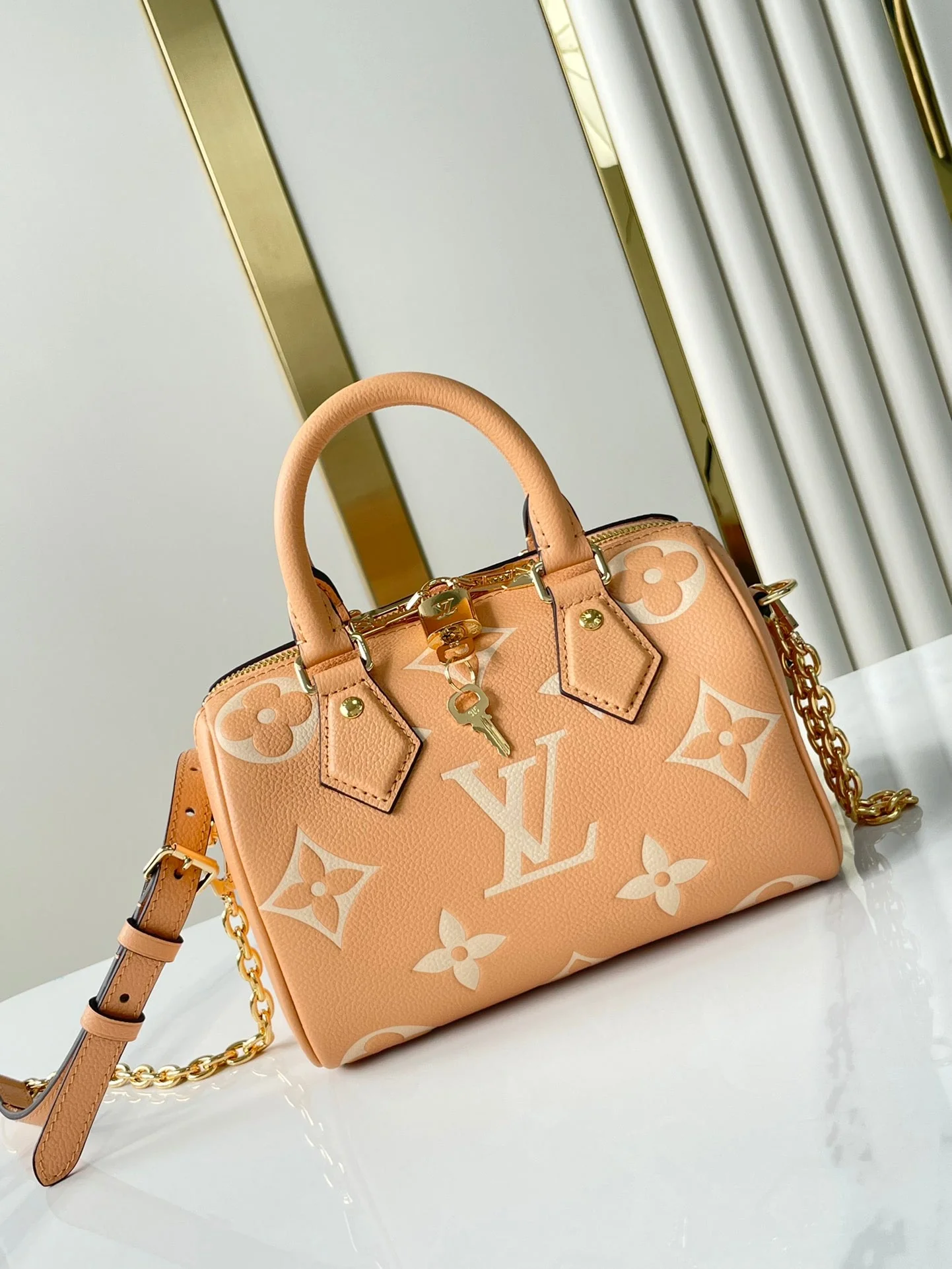 Louis Vuitton LV SPEEDY BANDOULIÈRE 20 IN ARIZONA CREAM MONOGRAM EMPREINTE LEATHER