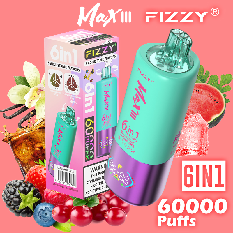 Fizzy Max III 60K Disposable Vape 6-in-1 Flavor (5%, 60000 Puffs)