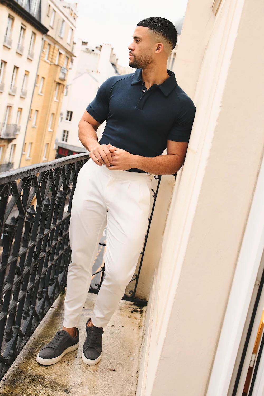 Luxe Smart Polo Shirt in Ink Blue