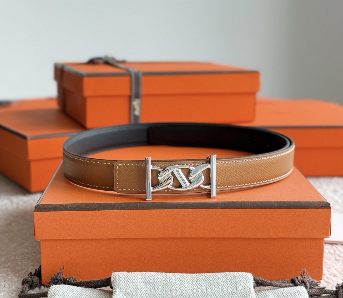 Hermes My H Reversible Leather Belt 24mm