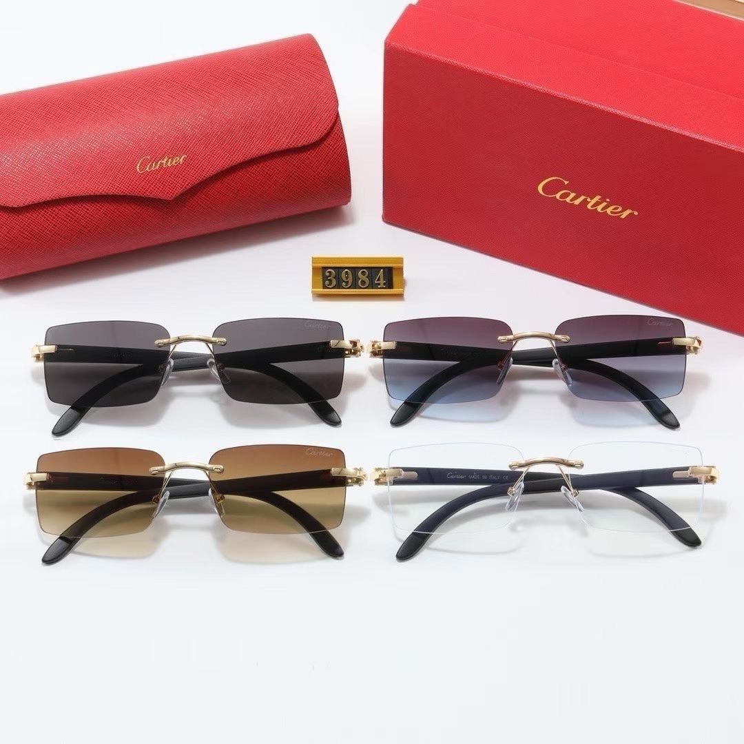 Cartier Metal Rimless Rectangular Sunglasses Top quality - KAIROO