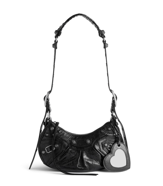 𝐁alenciaga Le Cagole XS Shoulder Bag in Black Leather