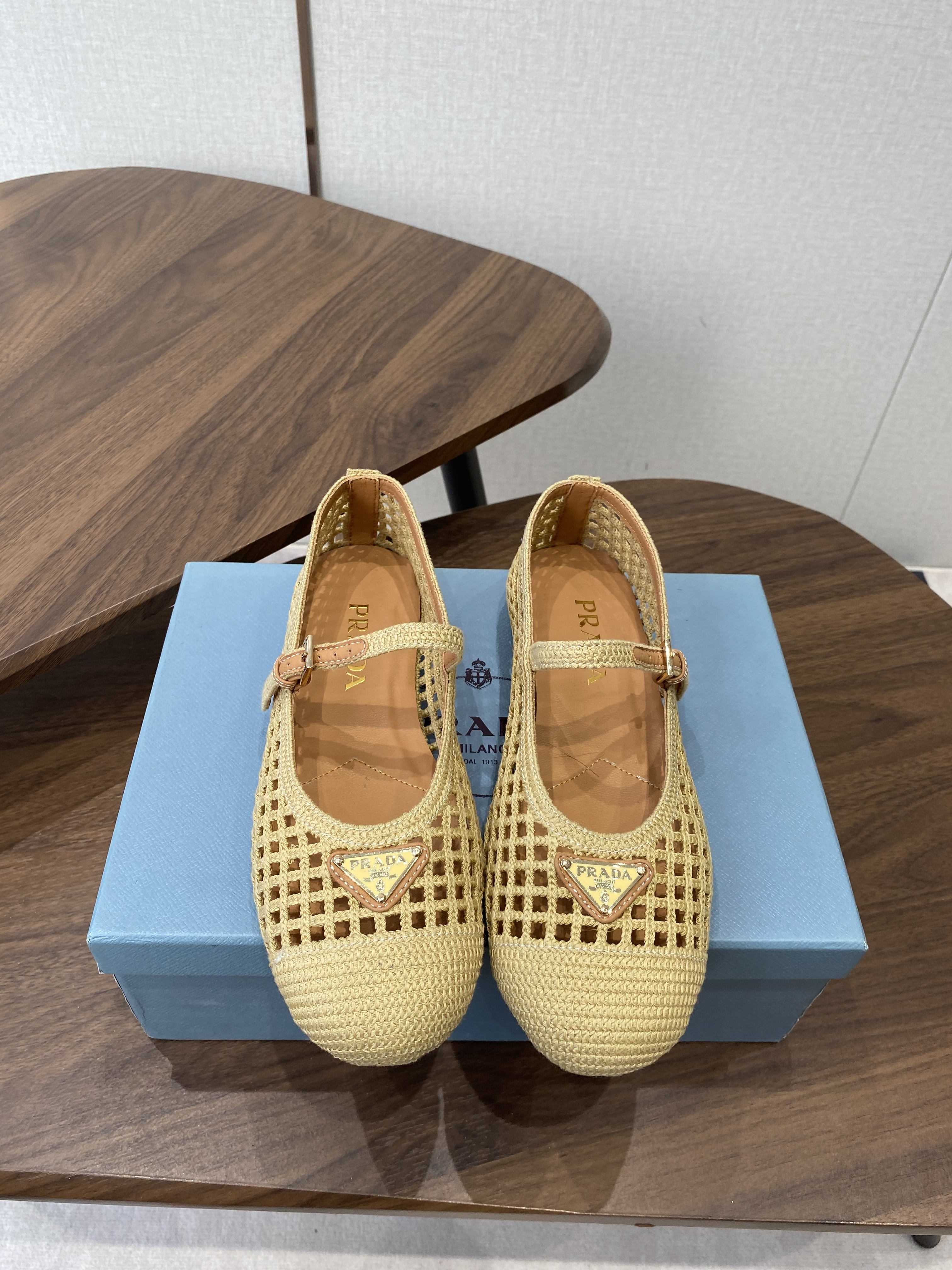 Prada mesh fabric ballerinas