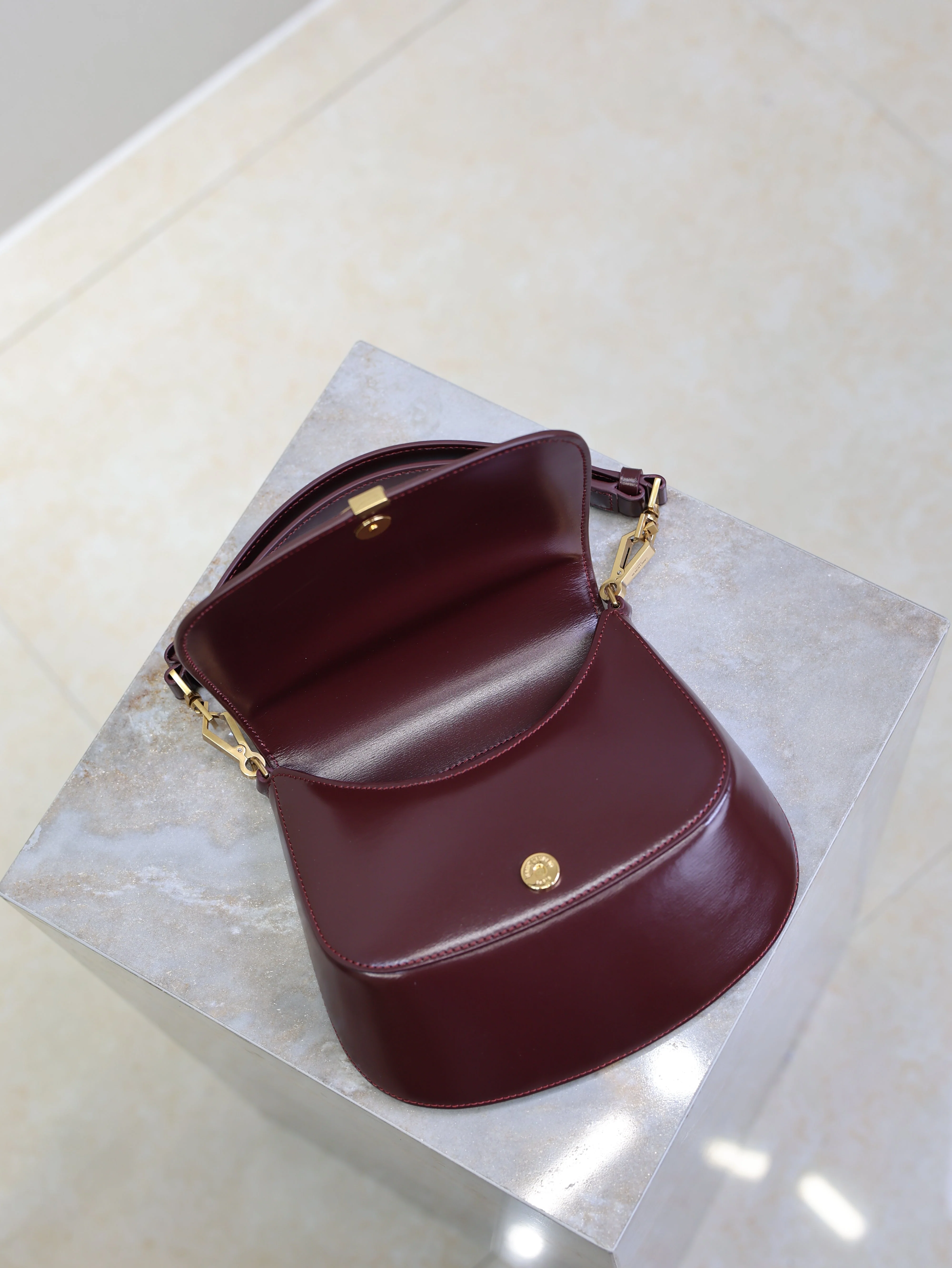 Saint Laurent YSL Mini Voltaire 21cm Burgundy Calfskin GHW