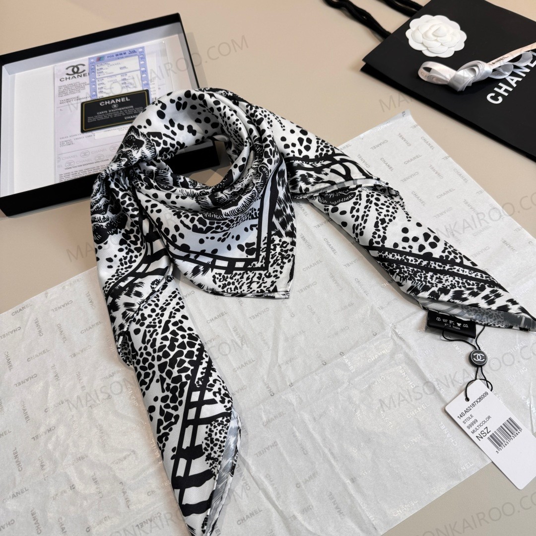 Chanel Camellia Sketch 90 Square Scarf - KAIROO