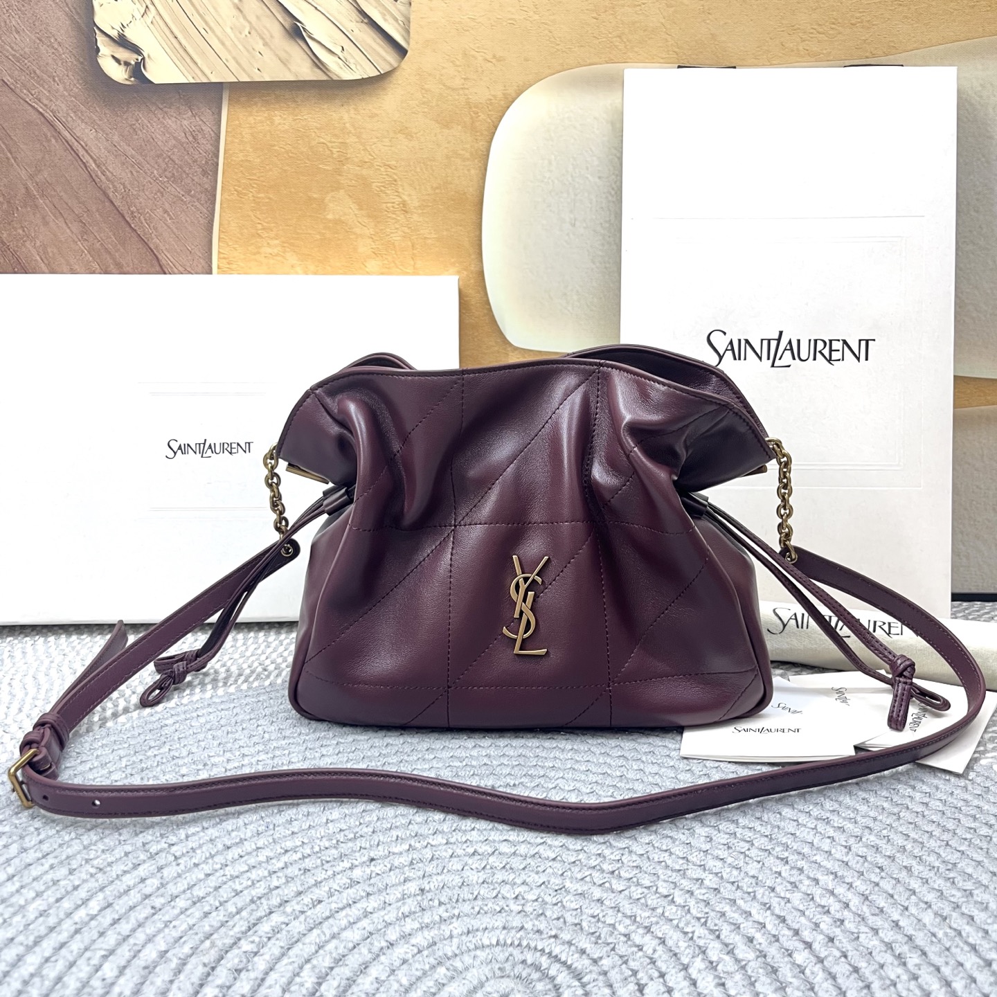 Saint Laurent Lambskin Medium Jamie Shoulder Bag in Rouge Red