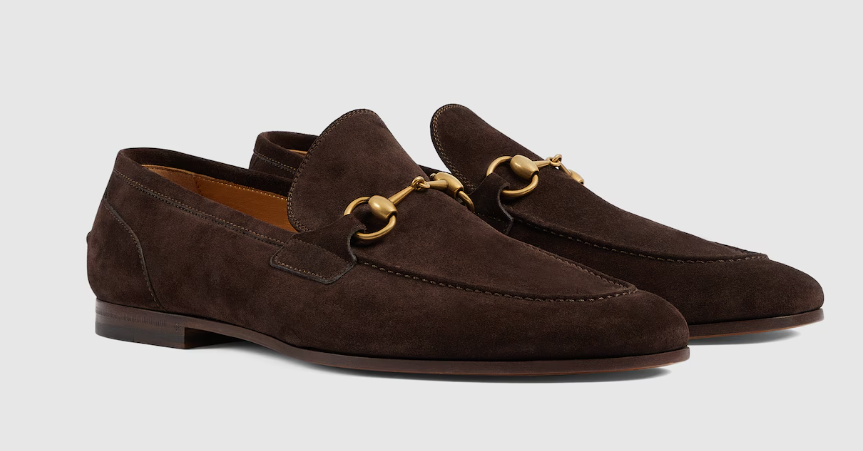 Men's Gucci Jordaan loafer with Web in Black suede