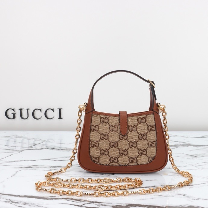 GUCCI GG apricot brown diamond bag