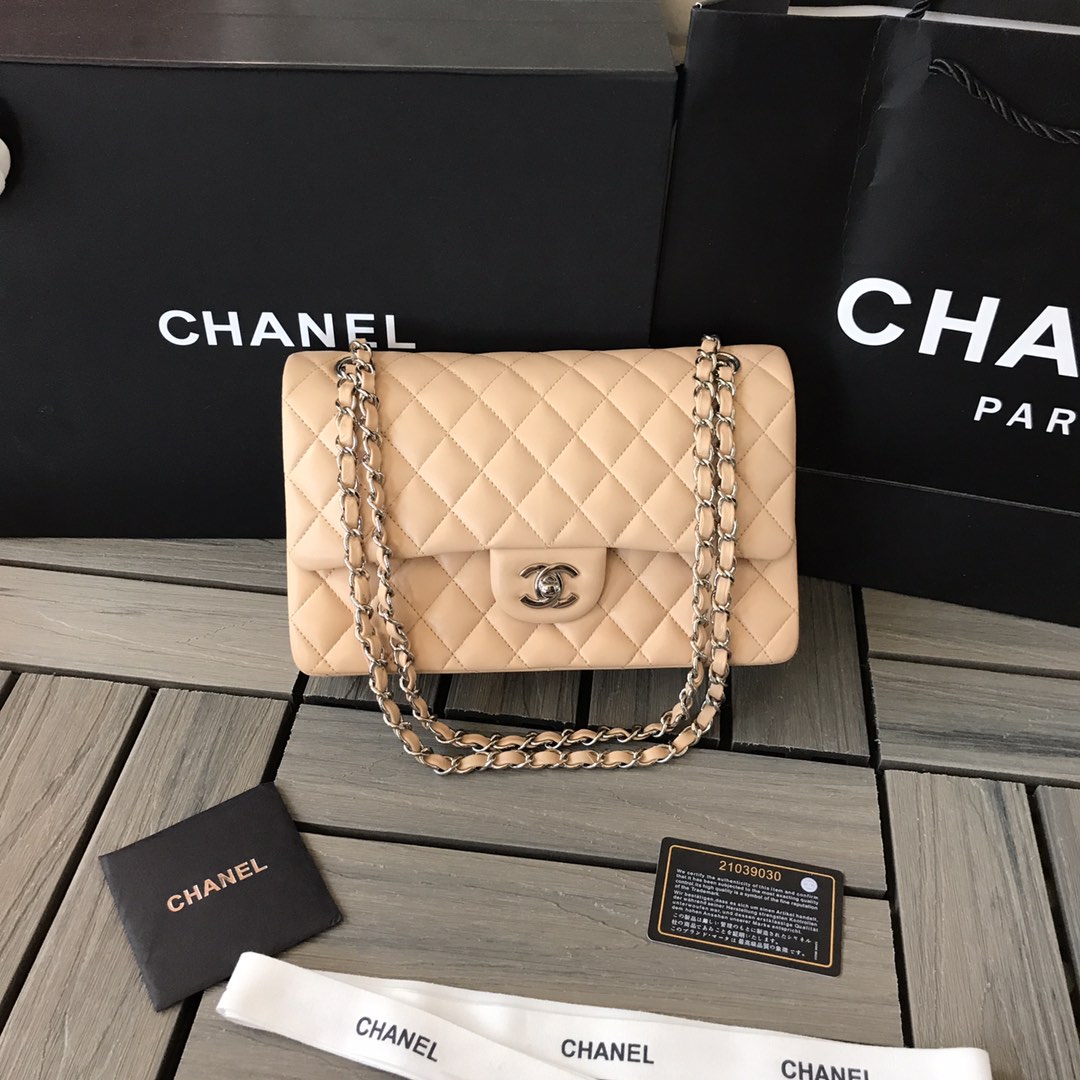 Chanel Classic 11.12 Handbag in Beige Lambskin