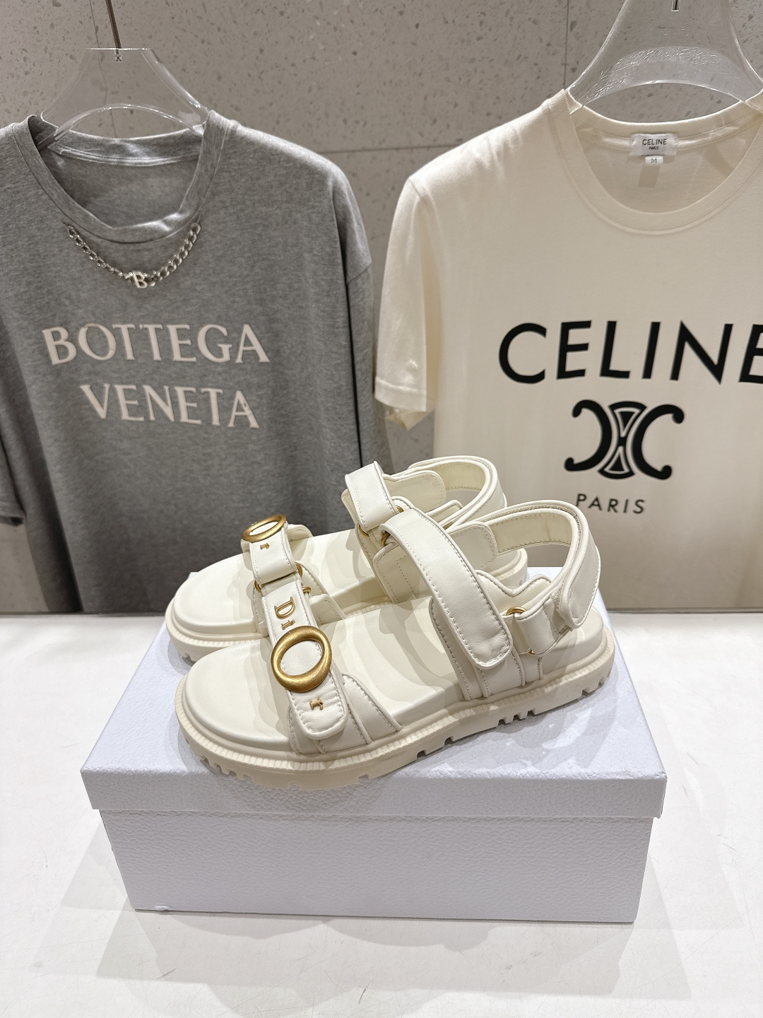Dior F019 Leather Sandal in White